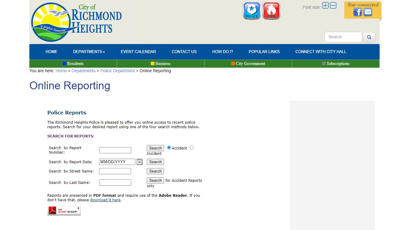 Online Reporting - Richmond Heights, Ohio